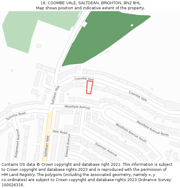 16, COOMBE VALE, SALTDEAN, BRIGHTON, BN2 8HL: Location map and indicative extent of plot