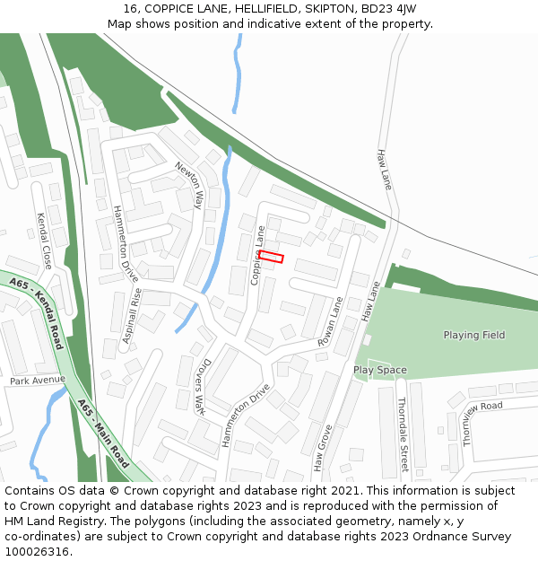 16, COPPICE LANE, HELLIFIELD, SKIPTON, BD23 4JW: Location map and indicative extent of plot