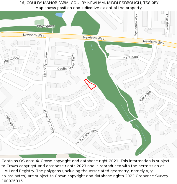 16, COULBY MANOR FARM, COULBY NEWHAM, MIDDLESBROUGH, TS8 0RY: Location map and indicative extent of plot