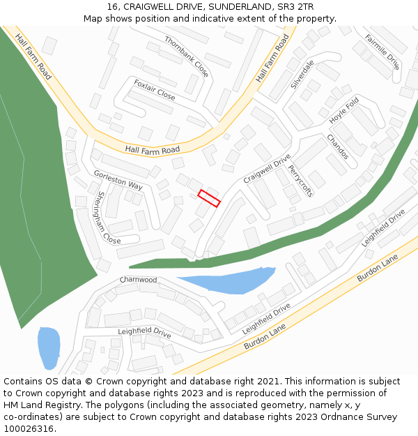16, CRAIGWELL DRIVE, SUNDERLAND, SR3 2TR: Location map and indicative extent of plot