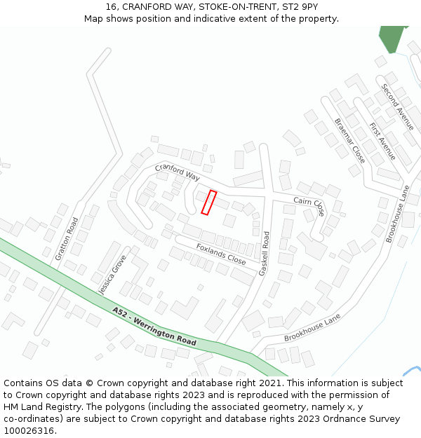 16, CRANFORD WAY, STOKE-ON-TRENT, ST2 9PY: Location map and indicative extent of plot