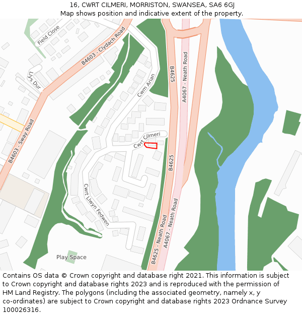 16, CWRT CILMERI, MORRISTON, SWANSEA, SA6 6GJ: Location map and indicative extent of plot