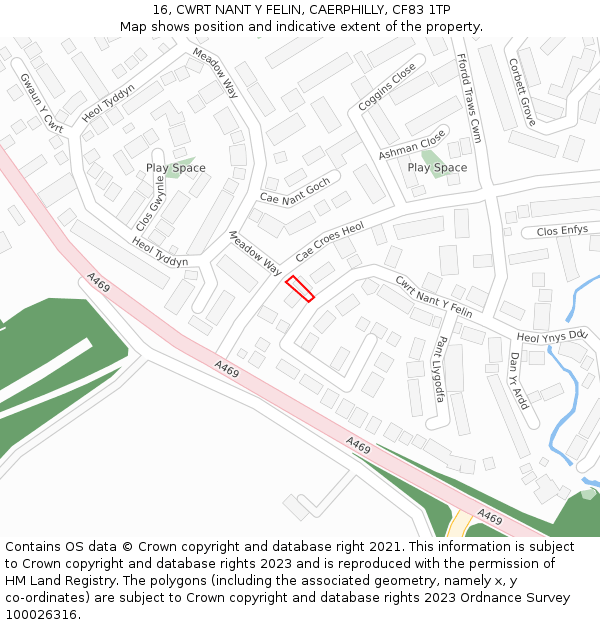 16, CWRT NANT Y FELIN, CAERPHILLY, CF83 1TP: Location map and indicative extent of plot