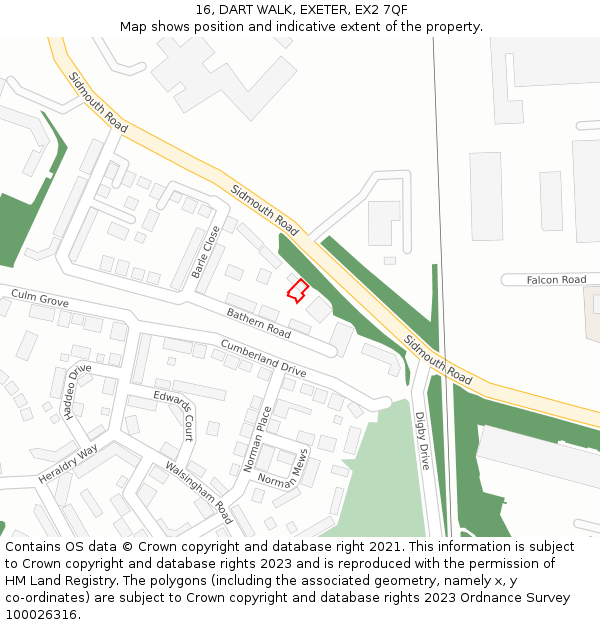 16, DART WALK, EXETER, EX2 7QF: Location map and indicative extent of plot