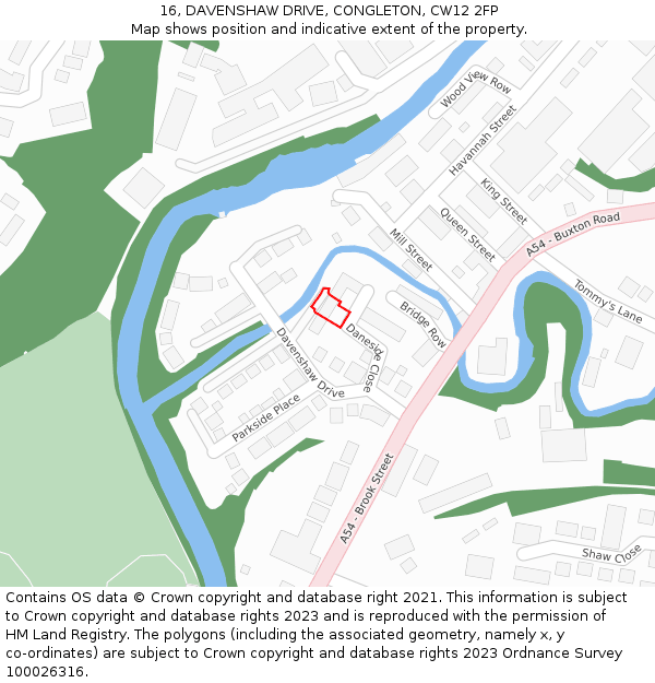 16, DAVENSHAW DRIVE, CONGLETON, CW12 2FP: Location map and indicative extent of plot