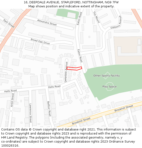 16, DEEPDALE AVENUE, STAPLEFORD, NOTTINGHAM, NG9 7FW: Location map and indicative extent of plot