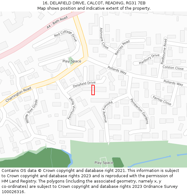 16, DELAFIELD DRIVE, CALCOT, READING, RG31 7EB: Location map and indicative extent of plot