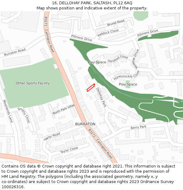 16, DELLOHAY PARK, SALTASH, PL12 6AQ: Location map and indicative extent of plot