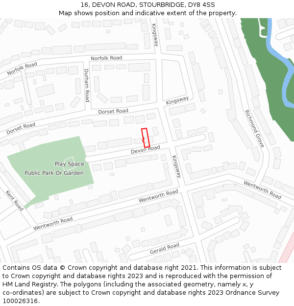 16, DEVON ROAD, STOURBRIDGE, DY8 4SS: Location map and indicative extent of plot