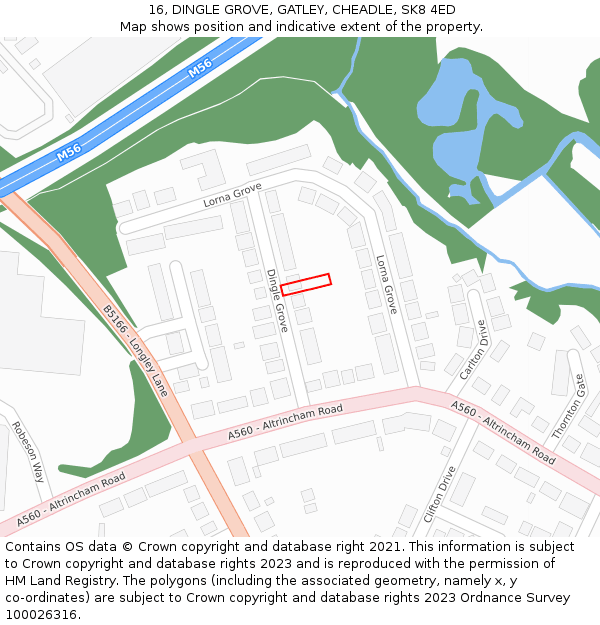 16, DINGLE GROVE, GATLEY, CHEADLE, SK8 4ED: Location map and indicative extent of plot