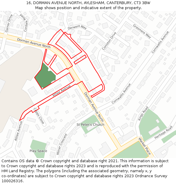 16, DORMAN AVENUE NORTH, AYLESHAM, CANTERBURY, CT3 3BW: Location map and indicative extent of plot