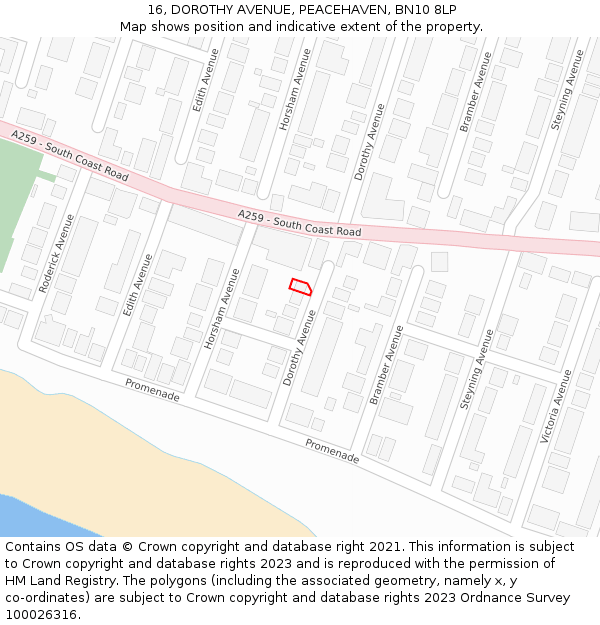 16, DOROTHY AVENUE, PEACEHAVEN, BN10 8LP: Location map and indicative extent of plot