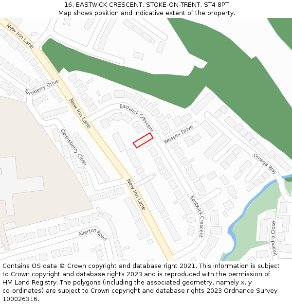 16, EASTWICK CRESCENT, STOKE-ON-TRENT, ST4 8PT: Location map and indicative extent of plot