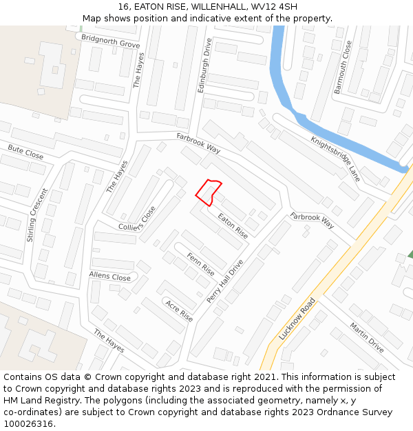 16, EATON RISE, WILLENHALL, WV12 4SH: Location map and indicative extent of plot