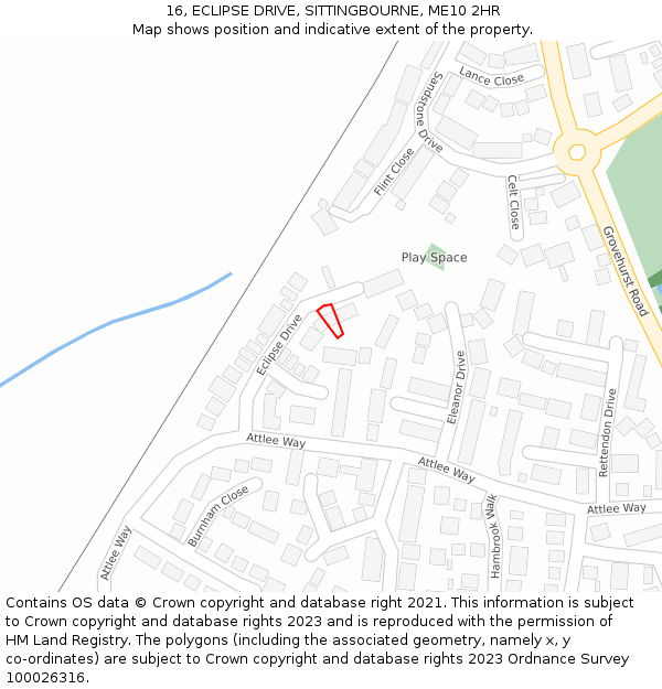 16, ECLIPSE DRIVE, SITTINGBOURNE, ME10 2HR: Location map and indicative extent of plot