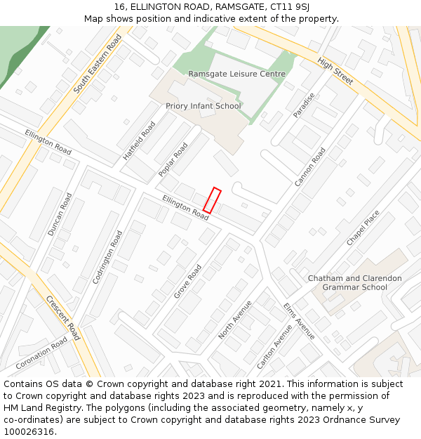 16, ELLINGTON ROAD, RAMSGATE, CT11 9SJ: Location map and indicative extent of plot