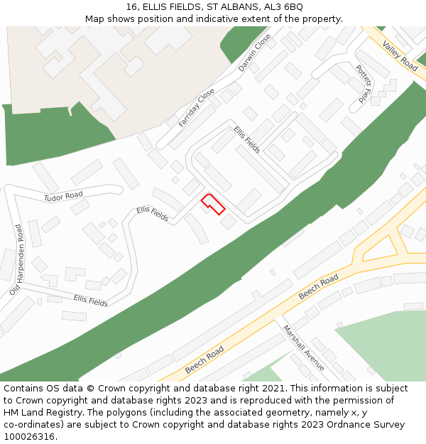 16, ELLIS FIELDS, ST ALBANS, AL3 6BQ: Location map and indicative extent of plot