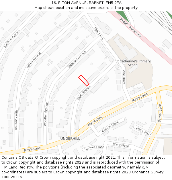 16, ELTON AVENUE, BARNET, EN5 2EA: Location map and indicative extent of plot