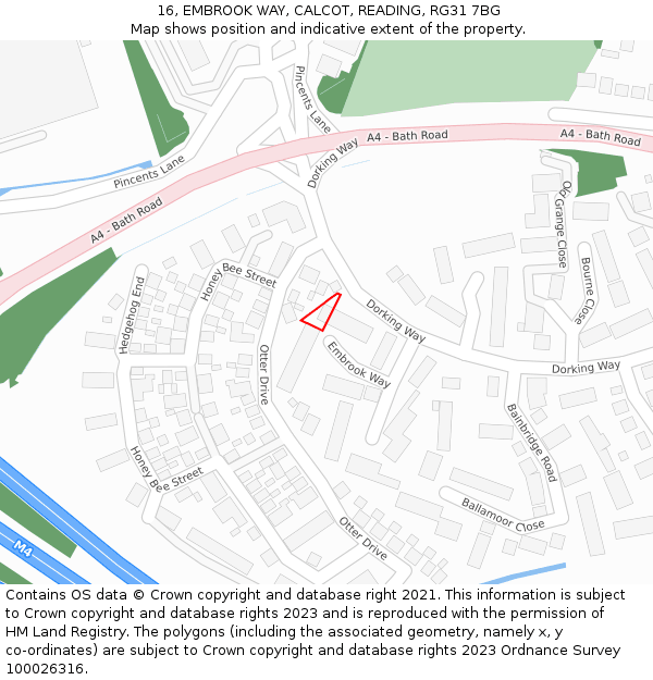16, EMBROOK WAY, CALCOT, READING, RG31 7BG: Location map and indicative extent of plot