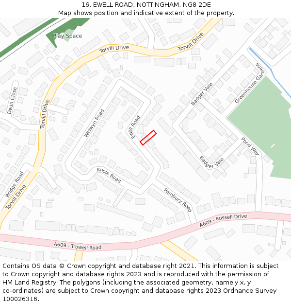 16, EWELL ROAD, NOTTINGHAM, NG8 2DE: Location map and indicative extent of plot