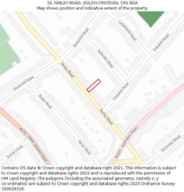 16, FARLEY ROAD, SOUTH CROYDON, CR2 8DA: Location map and indicative extent of plot