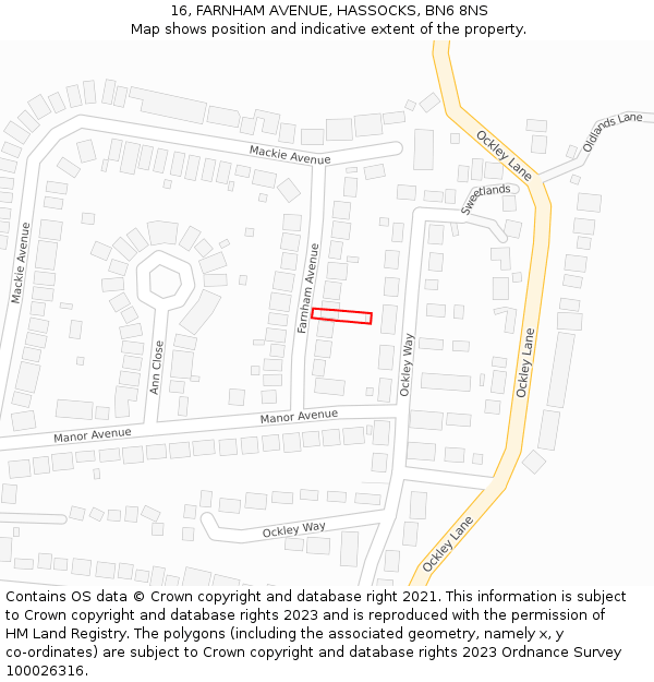 16, FARNHAM AVENUE, HASSOCKS, BN6 8NS: Location map and indicative extent of plot