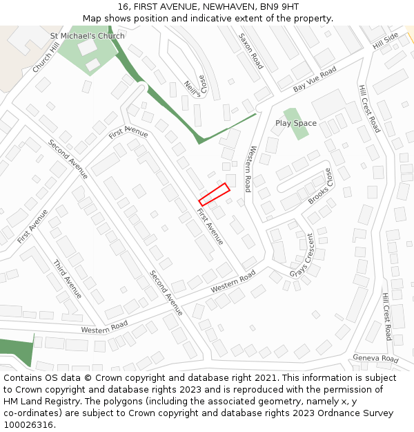 16, FIRST AVENUE, NEWHAVEN, BN9 9HT: Location map and indicative extent of plot