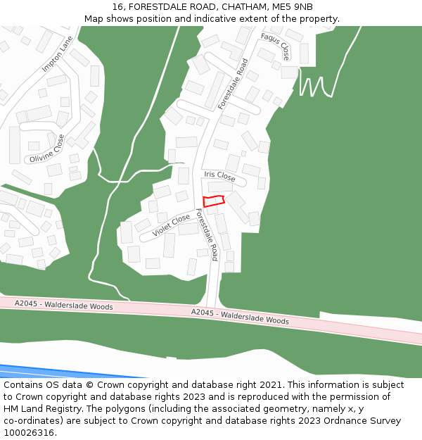 16, FORESTDALE ROAD, CHATHAM, ME5 9NB: Location map and indicative extent of plot