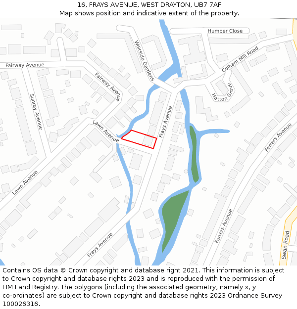 16, FRAYS AVENUE, WEST DRAYTON, UB7 7AF: Location map and indicative extent of plot