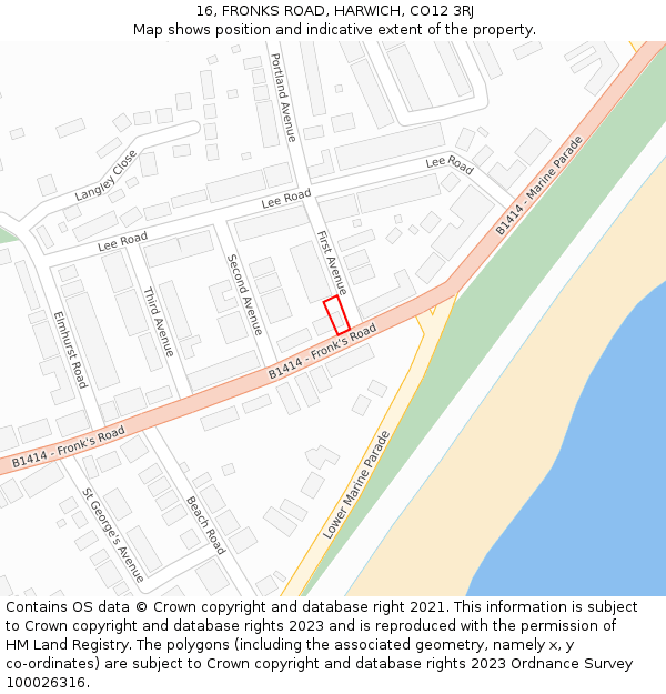 16, FRONKS ROAD, HARWICH, CO12 3RJ: Location map and indicative extent of plot