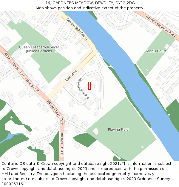 16, GARDNERS MEADOW, BEWDLEY, DY12 2DG: Location map and indicative extent of plot