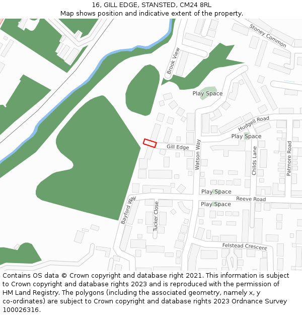 16, GILL EDGE, STANSTED, CM24 8RL: Location map and indicative extent of plot