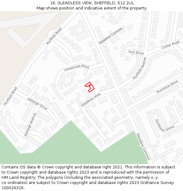 16, GLEADLESS VIEW, SHEFFIELD, S12 2UL: Location map and indicative extent of plot