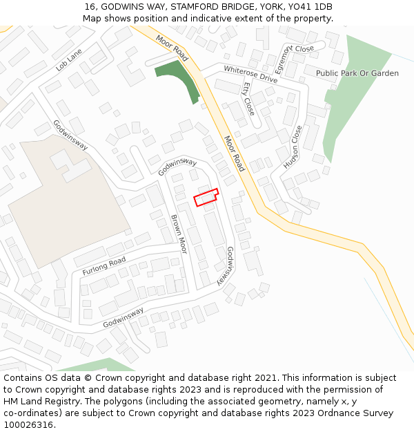 16, GODWINS WAY, STAMFORD BRIDGE, YORK, YO41 1DB: Location map and indicative extent of plot
