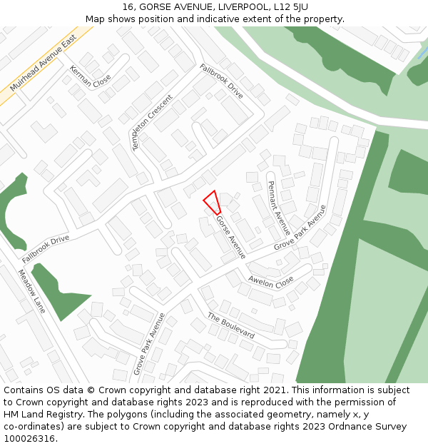 16, GORSE AVENUE, LIVERPOOL, L12 5JU: Location map and indicative extent of plot