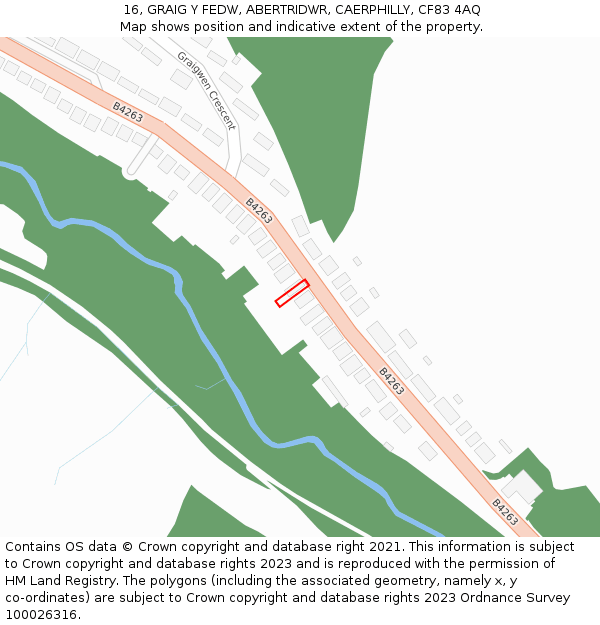 16, GRAIG Y FEDW, ABERTRIDWR, CAERPHILLY, CF83 4AQ: Location map and indicative extent of plot