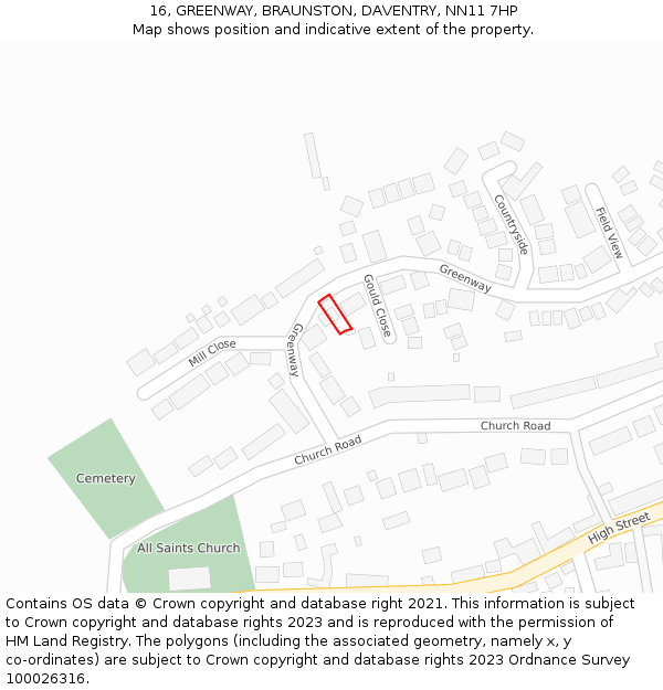 16, GREENWAY, BRAUNSTON, DAVENTRY, NN11 7HP: Location map and indicative extent of plot