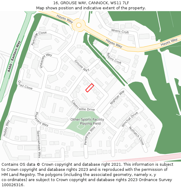 16, GROUSE WAY, CANNOCK, WS11 7LF: Location map and indicative extent of plot