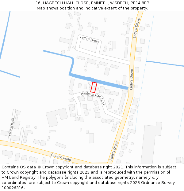 16, HAGBECH HALL CLOSE, EMNETH, WISBECH, PE14 8EB: Location map and indicative extent of plot