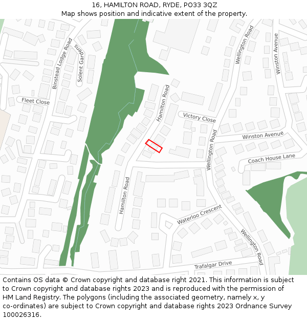 16, HAMILTON ROAD, RYDE, PO33 3QZ: Location map and indicative extent of plot