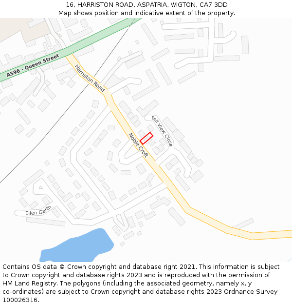 16, HARRISTON ROAD, ASPATRIA, WIGTON, CA7 3DD: Location map and indicative extent of plot