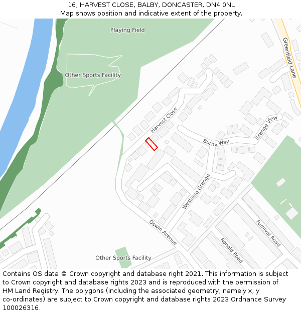 16, HARVEST CLOSE, BALBY, DONCASTER, DN4 0NL: Location map and indicative extent of plot