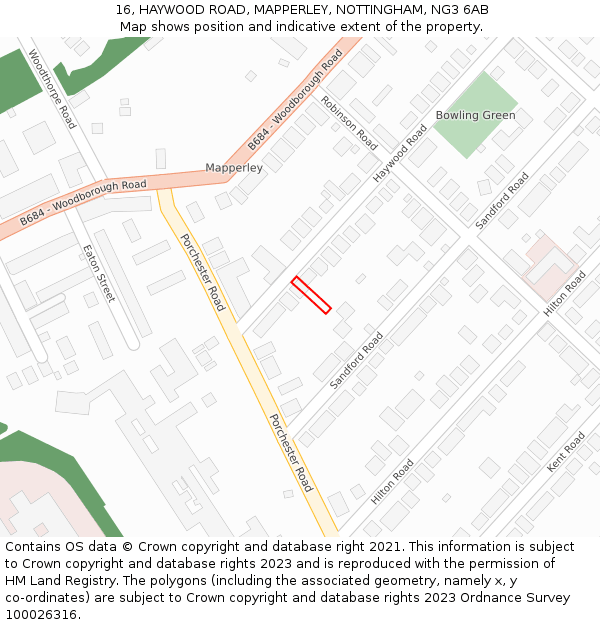 16, HAYWOOD ROAD, MAPPERLEY, NOTTINGHAM, NG3 6AB: Location map and indicative extent of plot