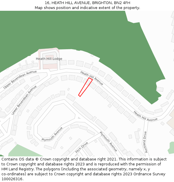 16, HEATH HILL AVENUE, BRIGHTON, BN2 4FH: Location map and indicative extent of plot