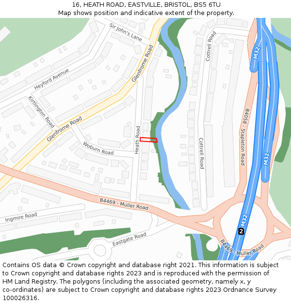 16, HEATH ROAD, EASTVILLE, BRISTOL, BS5 6TU: Location map and indicative extent of plot