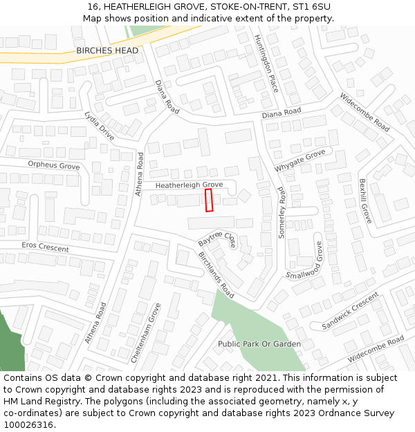 16, HEATHERLEIGH GROVE, STOKE-ON-TRENT, ST1 6SU: Location map and indicative extent of plot