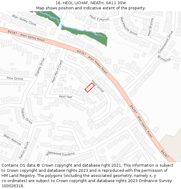 16, HEOL UCHAF, NEATH, SA11 3SW: Location map and indicative extent of plot