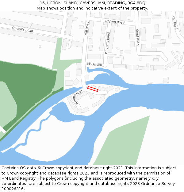 16, HERON ISLAND, CAVERSHAM, READING, RG4 8DQ: Location map and indicative extent of plot