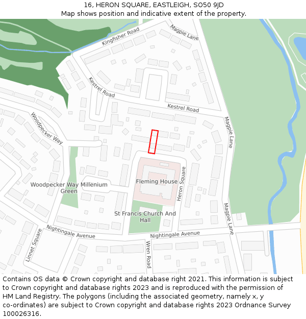 16, HERON SQUARE, EASTLEIGH, SO50 9JD: Location map and indicative extent of plot