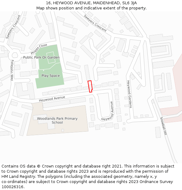 16, HEYWOOD AVENUE, MAIDENHEAD, SL6 3JA: Location map and indicative extent of plot